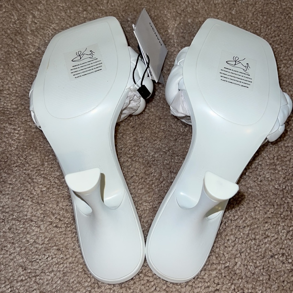 Mango leather braided design knotty mule sandals white - Picture 4 of 5